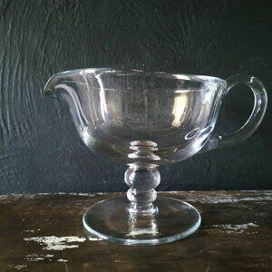 Large Vintage Glass Pedestal Sauce Boat / Gravy Boat